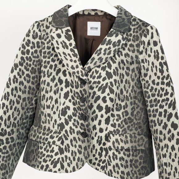 Moschino Cheap and Chic Grey Cotton Leopard Blazer - Picture 3 of 10